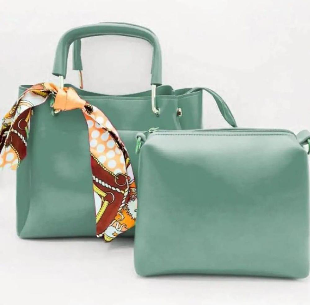 Women's PU Leather Plain Hand Bag Set Free Delivery