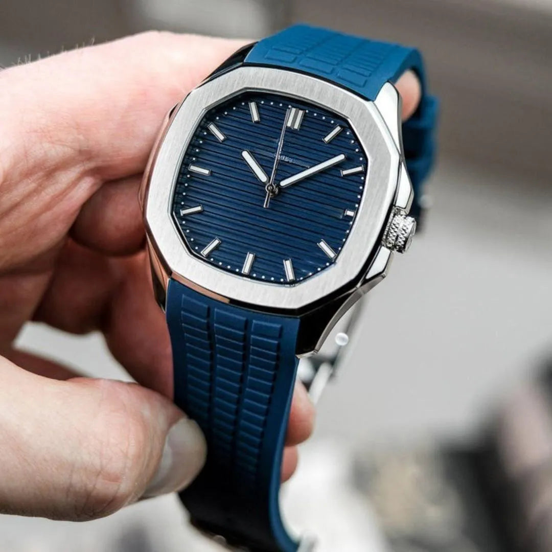 Men's Water Resistant Quartz Watch 1 Pc with Textured Rubber Strap