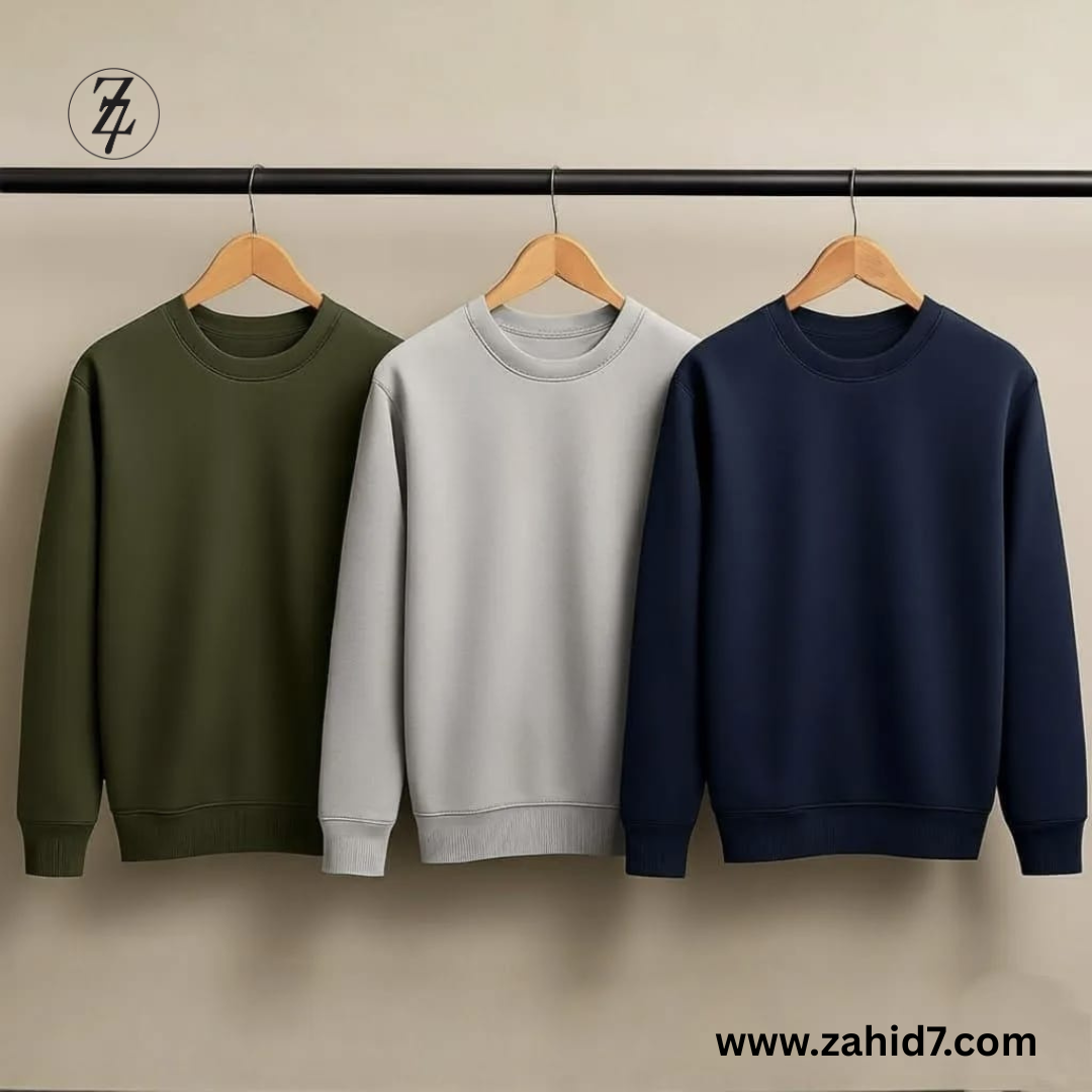 Bundle of 3 Decent Plain Sweatshirts for Men Free Delivery