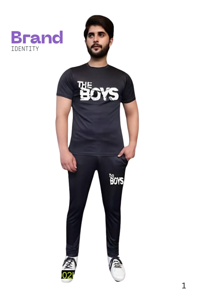 2 Pcs Men's Micro Printed Track Suit