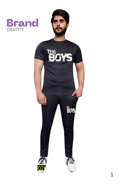 2 Pcs Men's Micro Printed Track Suit