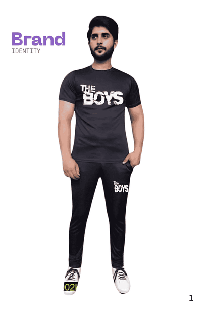 2 Pcs Men's Micro Printed Track Suit