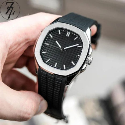 Men's Water Resistant Quartz Watch 1 Pc with Textured Rubber Strap
