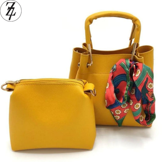 Women's PU Leather Plain Hand Bag Set Free Delivery