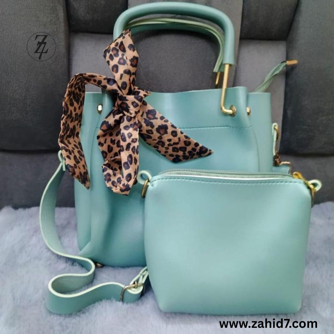 Women's PU Leather Plain Hand Bag Set Free Delivery