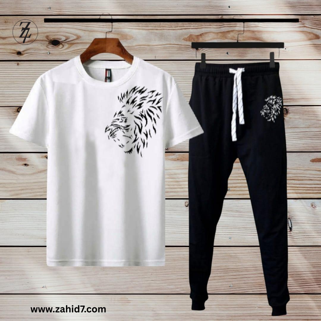 Men's Printed Polyester Track Suit - 2 Pcs Set for Comfort and Style Free Delivery