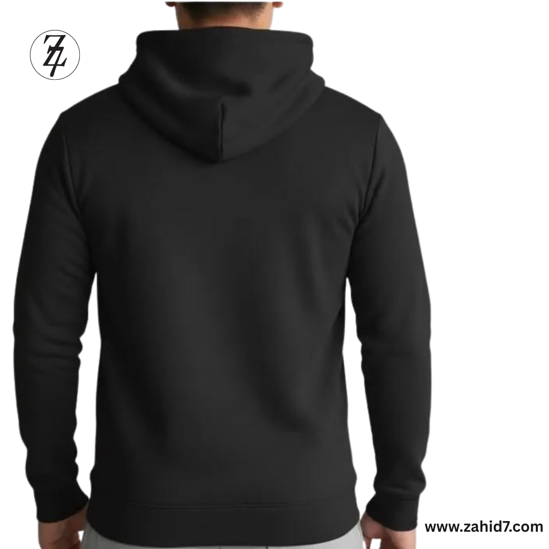 1 Pc Men's Polyester Plain Hoodie-Black Free Delivery