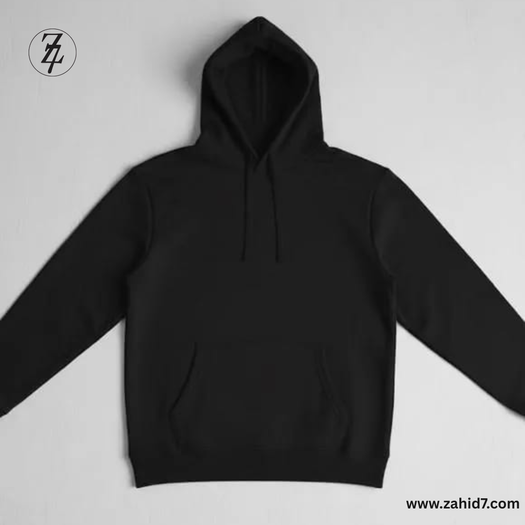 1 Pc Men's Polyester Plain Hoodie-Black Free Delivery